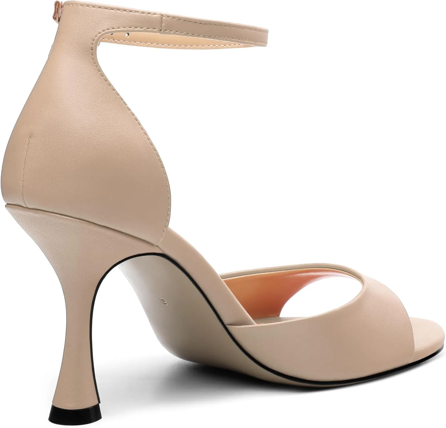 AMBELIGHT Women`s Stiletto High Round Open Toe Pumps Ankle Strap Buckle Peep Kitten Heels Sexy Dressy Sandals Wedding Evening Party Summer Shoes For Women 3.5 Inch