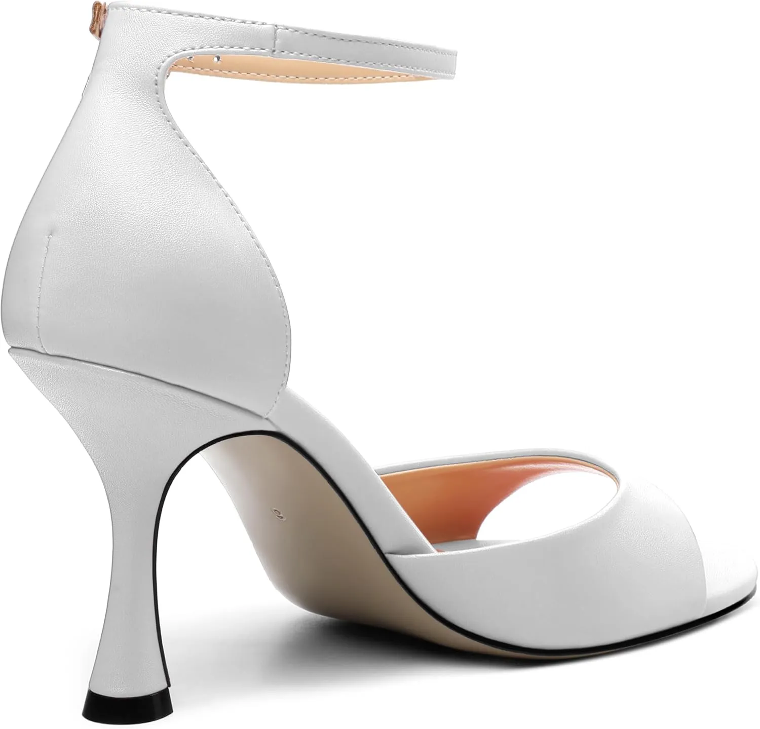 AMBELIGHT Women`s Stiletto High Round Open Toe Pumps Ankle Strap Buckle Peep Kitten Heels Sexy Dressy Sandals Wedding Evening Party Summer Shoes For Women 3.5 Inch