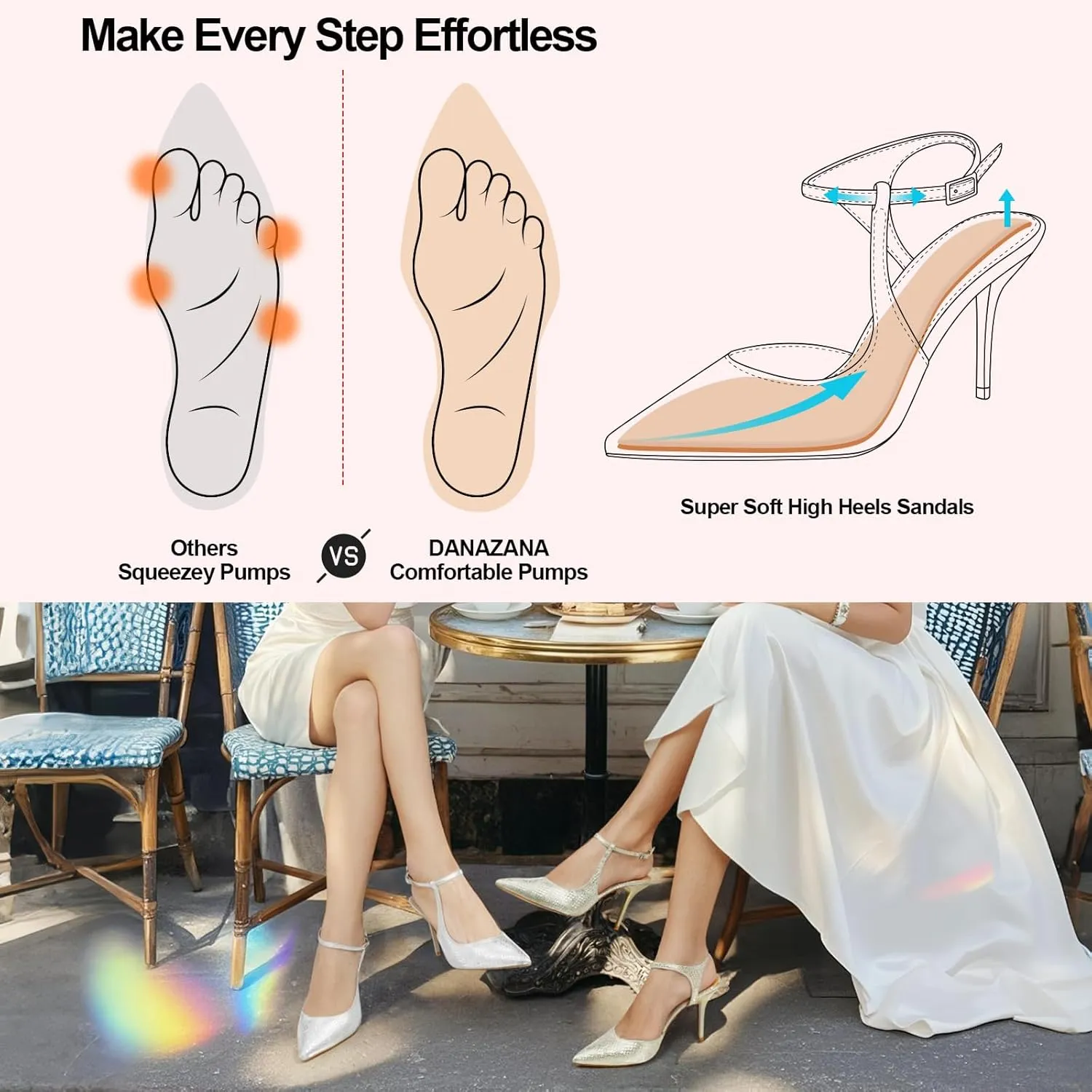Ankle Strap Heels Womens Closed Pointed Toe Pumps Buckle Slingback Heel Comfortable Dress Kitten Heels Sandals for Office Wedding Party Size 6-10