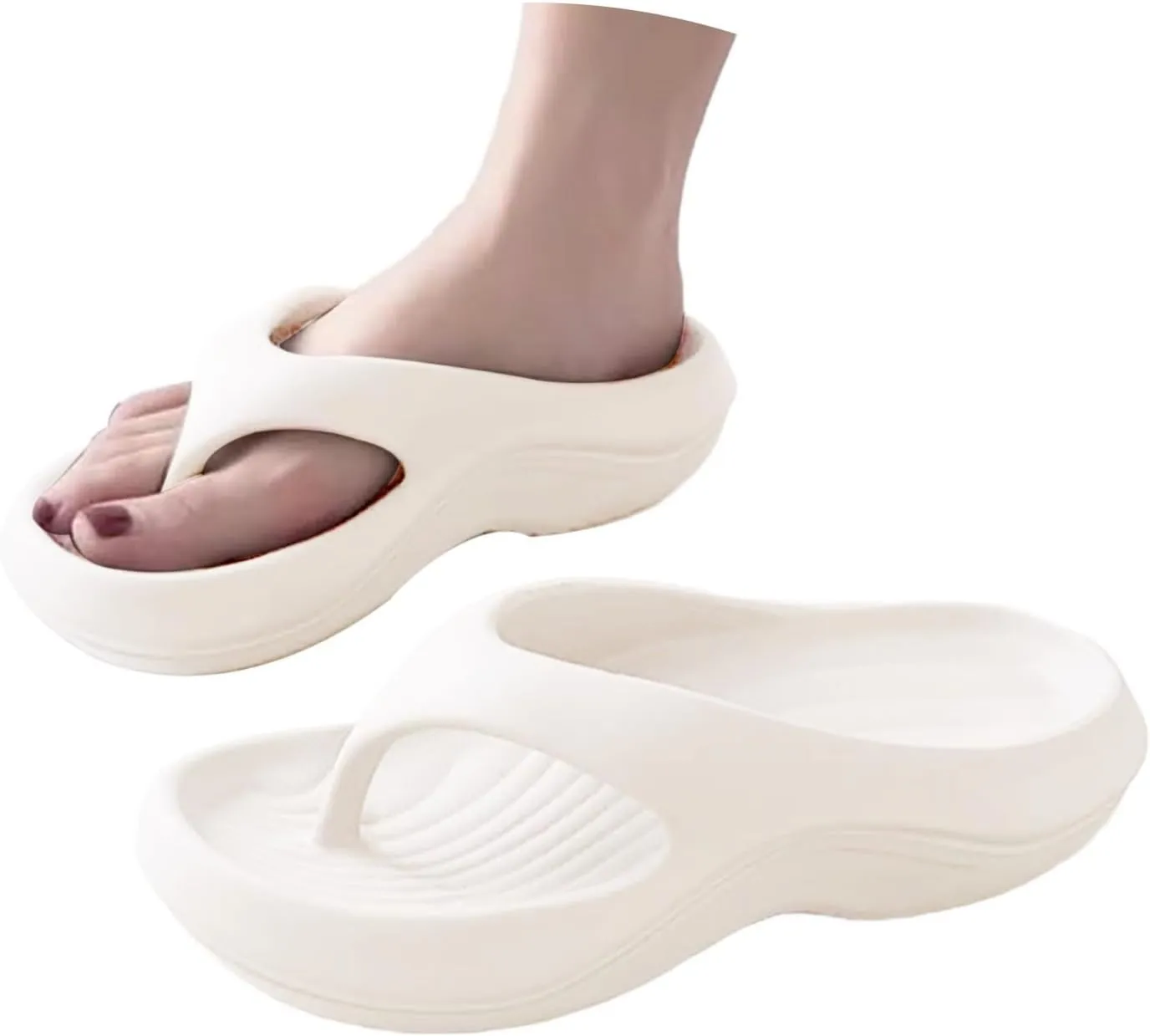 Arch Support Flip Flops for Women Recovery Pillow of Slippers Non-slip Comfort Walking Sandals Wide Width Soft Summer Beach Shoes