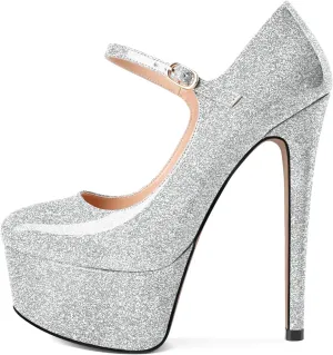 AUMOTED Women's Platforms Pumps 5.9 inch Stiletto High Heels Sexy Shoes for Wedding Party
