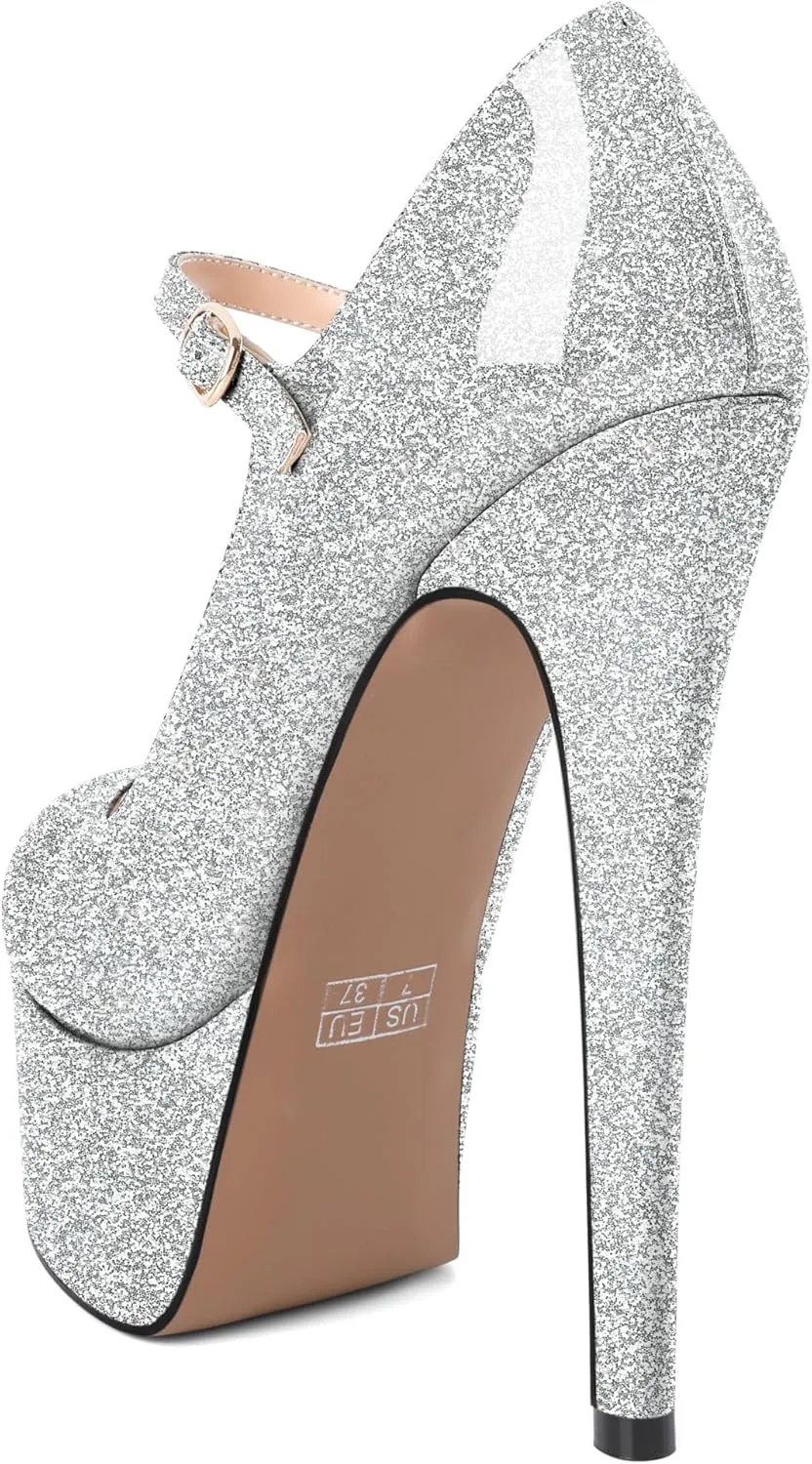 AUMOTED Women's Platforms Pumps 5.9 inch Stiletto High Heels Sexy Shoes for Wedding Party