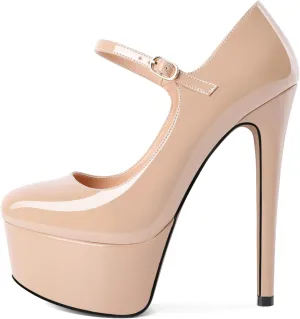 AUMOTED Women's Platforms Pumps 5.9 inch Stiletto High Heels Sexy Shoes for Wedding Party