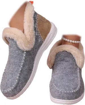 Boots For Women Ankle Booties Dressy Warm Snow Winter Boots Flat Silp On Comfortable Casual Fashion Loafers Shoes