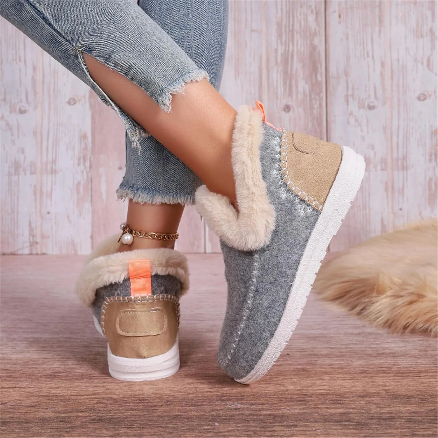 Boots For Women Ankle Booties Dressy Warm Snow Winter Boots Flat Silp On Comfortable Casual Fashion Loafers Shoes