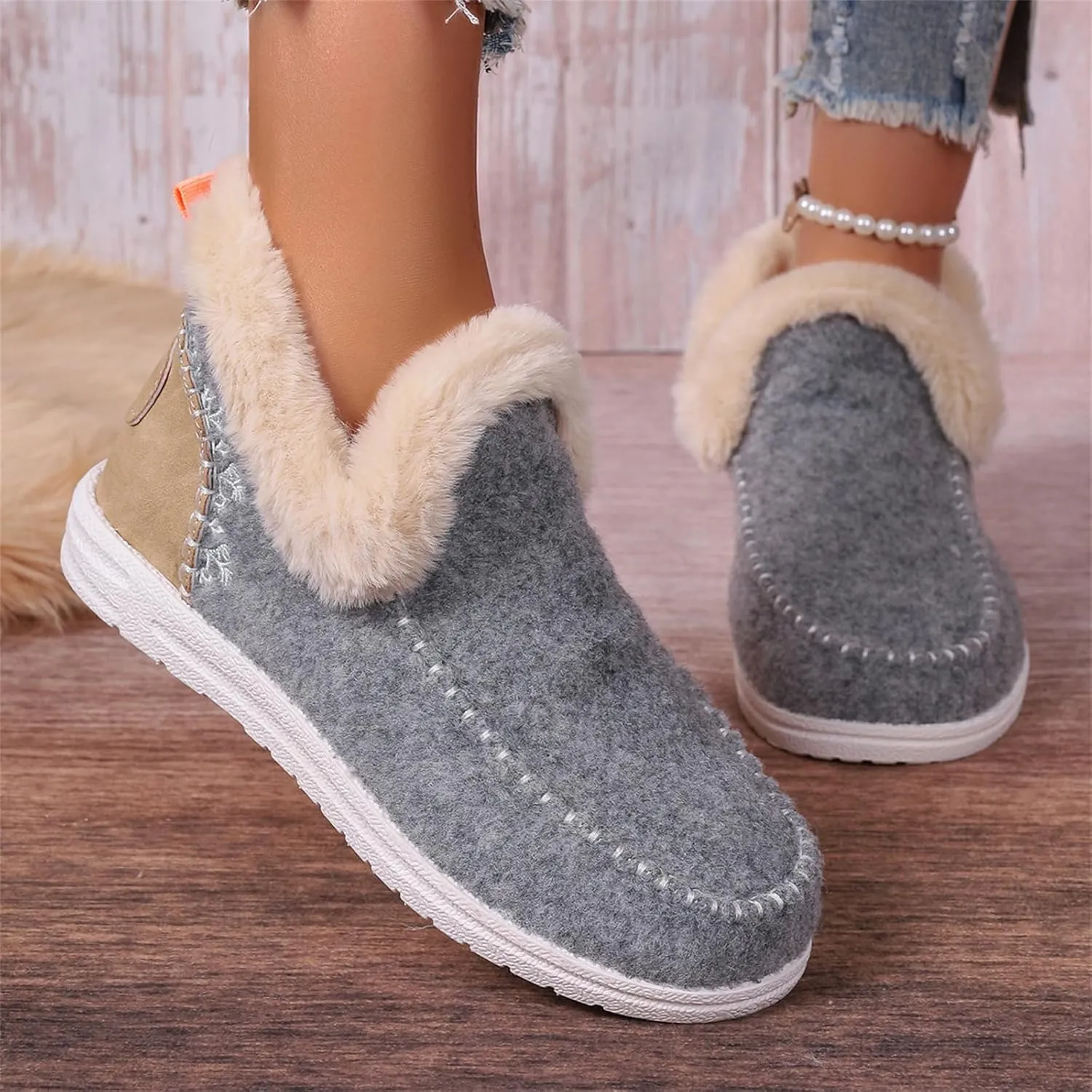 Boots For Women Ankle Booties Dressy Warm Snow Winter Boots Flat Silp On Comfortable Casual Fashion Loafers Shoes