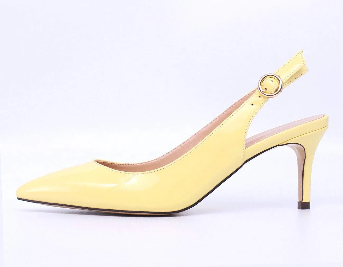 Castamere Womens Slingback Kitten Heels Ankle Strap Pumps Pointed Toe Sandals with Buckle 6.5CM Heels