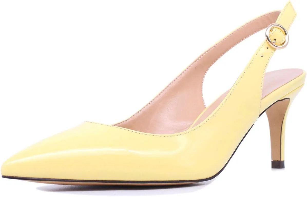 Castamere Womens Slingback Kitten Heels Ankle Strap Pumps Pointed Toe Sandals with Buckle 6.5CM Heels