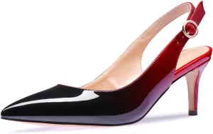 Castamere Womens Slingback Kitten Heels Ankle Strap Pumps Pointed Toe Sandals with Buckle 6.5CM Heels