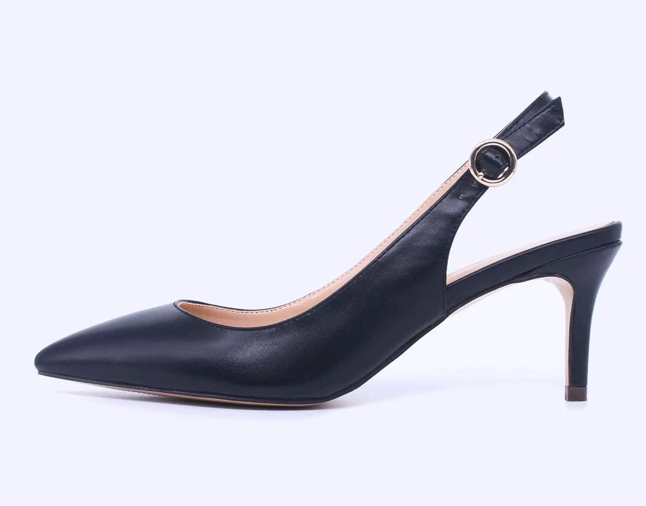 Castamere Womens Slingback Kitten Heels Ankle Strap Pumps Pointed Toe Sandals with Buckle 6.5CM Heels