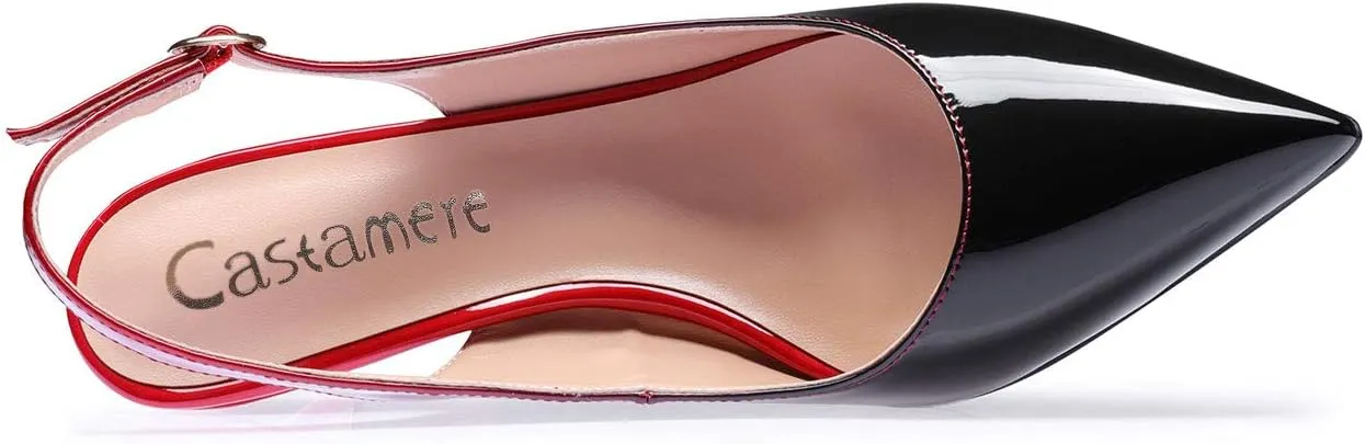 Castamere Womens Slingback Kitten Heels Ankle Strap Pumps Pointed Toe Sandals with Buckle 6.5CM Heels