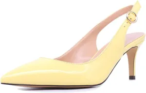 Castamere Womens Slingback Kitten Heels Ankle Strap Pumps Pointed Toe Sandals with Buckle 6.5CM Heels