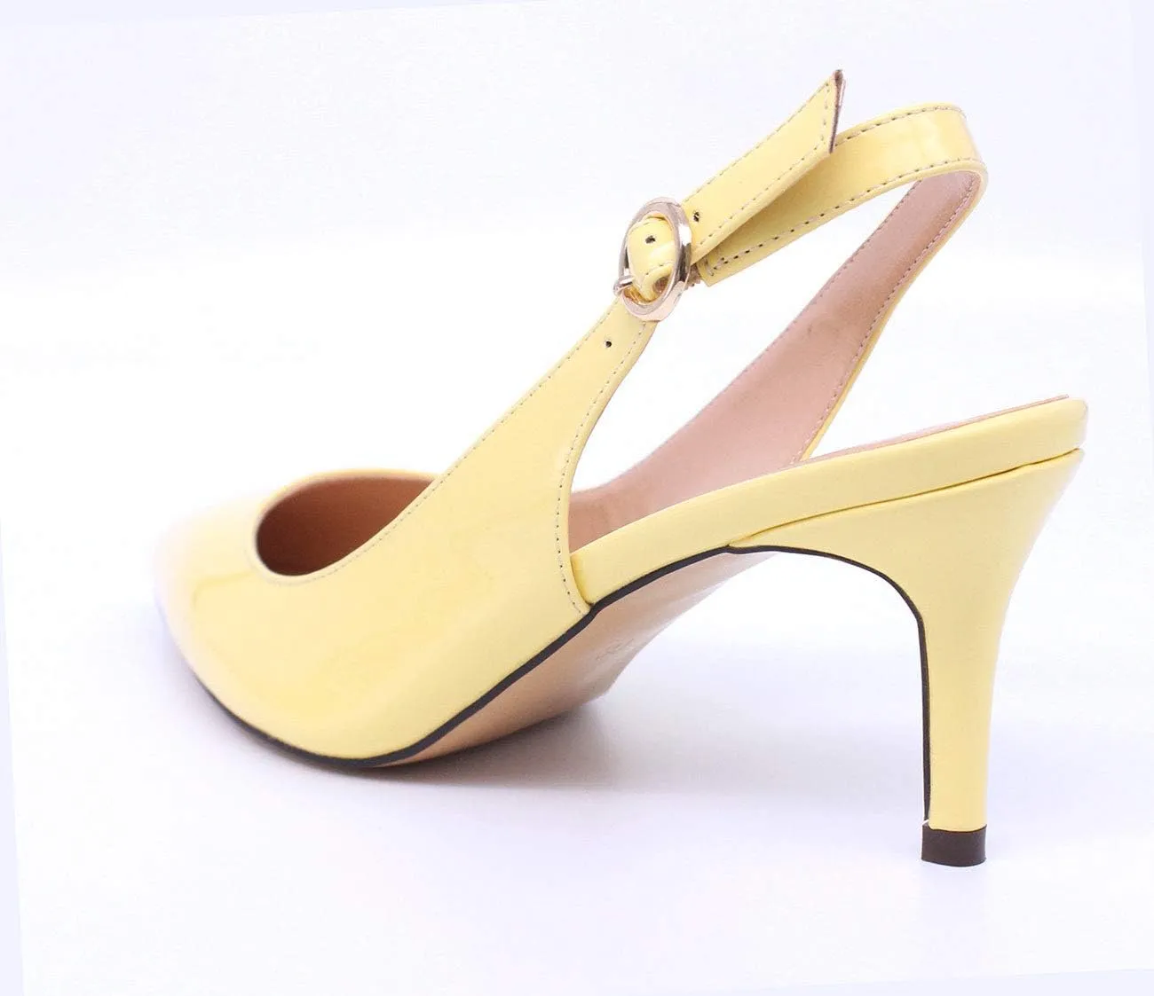 Castamere Womens Slingback Kitten Heels Ankle Strap Pumps Pointed Toe Sandals with Buckle 6.5CM Heels