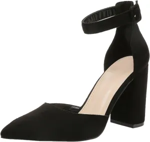 Chunky Heels for Women Closed Toe Block Wedding Pumps Shoes Bridal High Heel Buckle Dress Shoes Ankle Strap