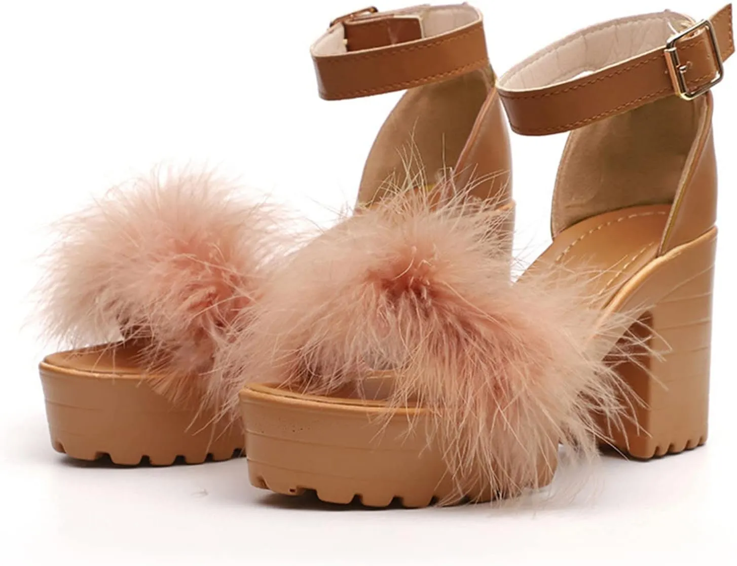 Chunky Heels for Women Platform High Heel Sandals Open Toe Block Heels Shoes Ankle Strap Dress Wedding Party Pumps Shoes