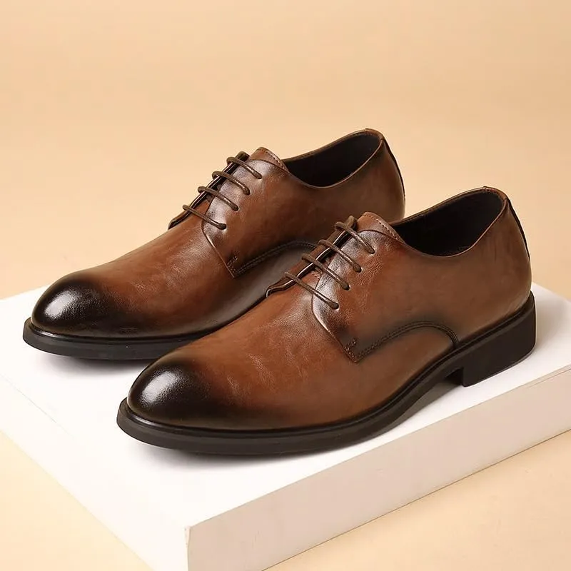 Classic Men's Leather Dress Shoes Fashion Classic Pointed Toe Breathable Oxfords Shoes Non-Slip Softsole Walking Shoes