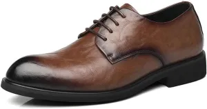 Classic Men's Leather Dress Shoes Fashion Classic Pointed Toe Breathable Oxfords Shoes Non-Slip Softsole Walking Shoes