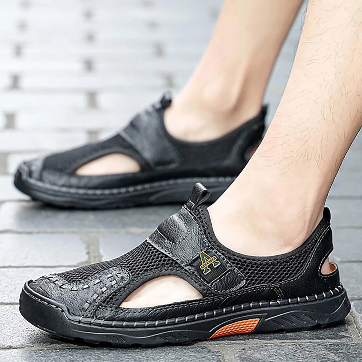Closed Toe Mesh Hollow Out Breathable Lightweight Trail Walking Shoes Women's Sport Athletic Sandals Outdoor Hiking Sandals Casual Sandals Water Shoes