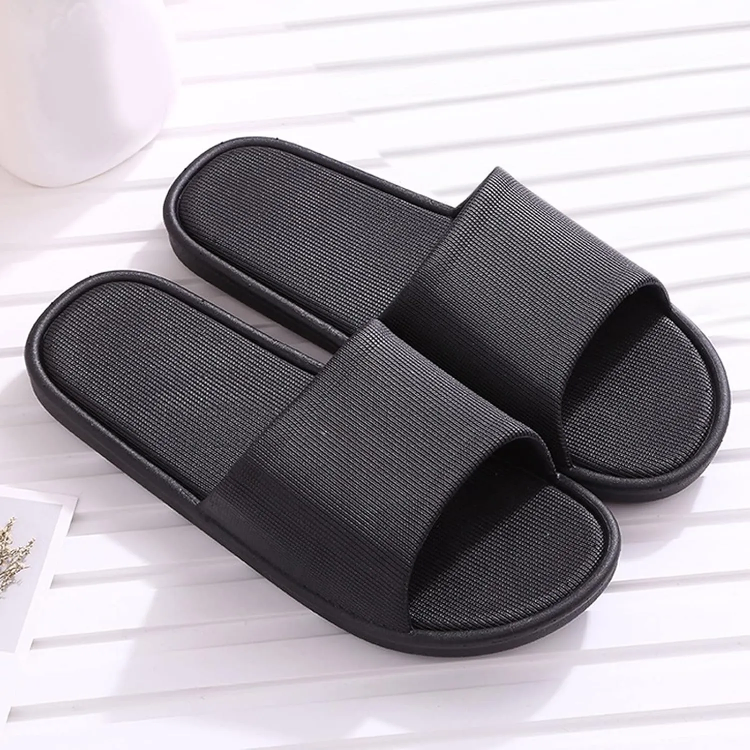 Cloud Slides Mens Quick Drying Shower Slippers with Open Toe Non Slip Summer Bathroom Indoor House Slippers with Drain Holes