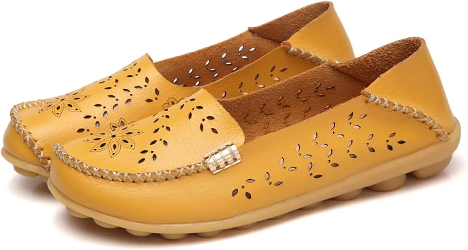 Comfort Loafers for Women Shoes Comfortable Casual Walking Boat Shoes Round Toe Non Slip Sandals Comfort Soft Sole Office Flat Loafer Cute Leather Walking Shoe