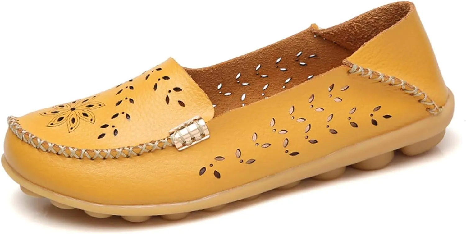 Comfort Loafers for Women Shoes Comfortable Casual Walking Boat Shoes Round Toe Non Slip Sandals Comfort Soft Sole Office Flat Loafer Cute Leather Walking Shoe