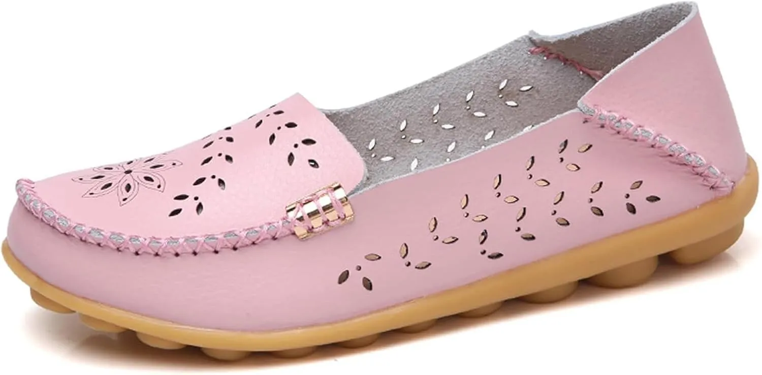 Comfort Loafers for Women Shoes Comfortable Casual Walking Boat Shoes Round Toe Non Slip Sandals Comfort Soft Sole Office Flat Loafer Cute Leather Walking Shoe