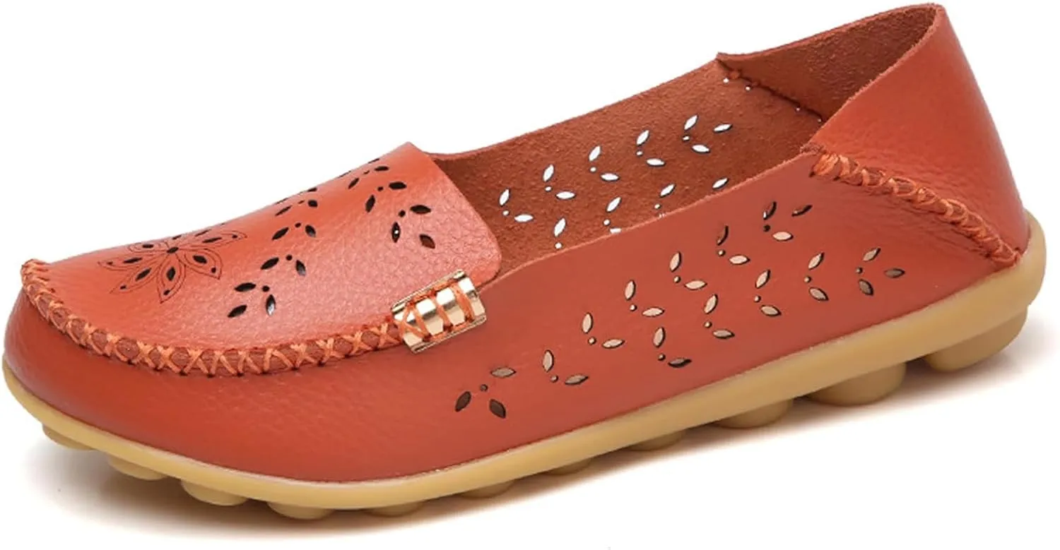 Comfort Loafers for Women Shoes Comfortable Casual Walking Boat Shoes Round Toe Non Slip Sandals Comfort Soft Sole Office Flat Loafer Cute Leather Walking Shoe