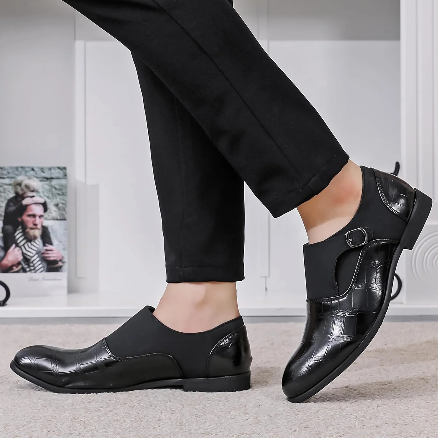 COSIDRAM Men's Dress Shoes Oxfords Slip on Classic Modern Formal Leather Shoes Casual Loafers