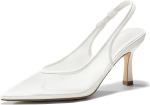 Coutgo Womens Mesh Slingback Kitten Heels Pointed Toe Low Heel Pumps Sexy Dress Shoes