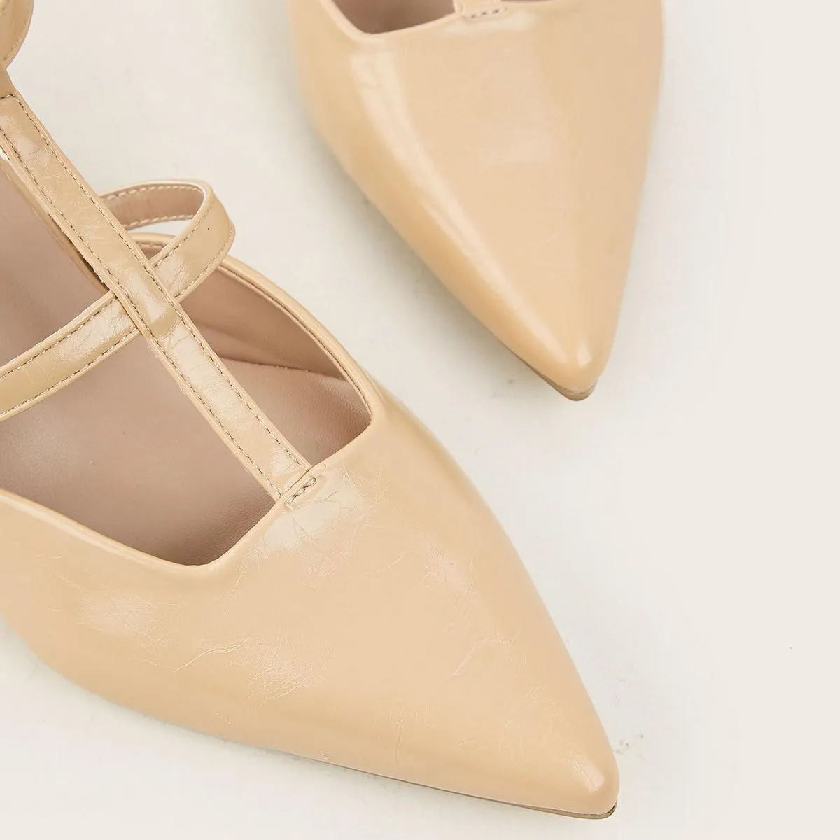 DINTAHA Pointed Toe Slingback Kitten Heels,T Strap Mary Janes for Women,Womens Low Heel Dress Shoes