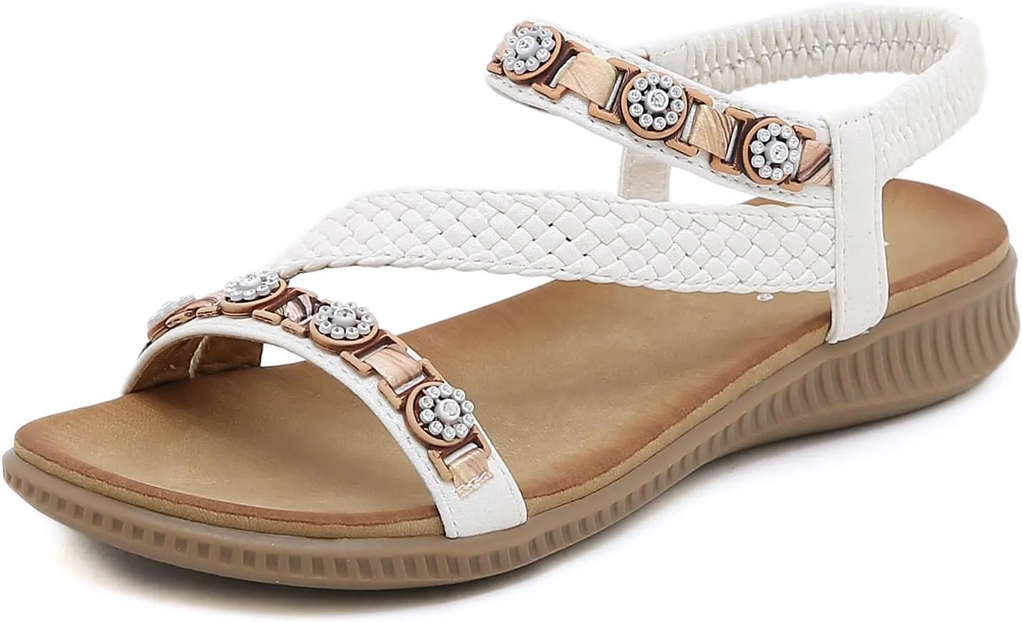 DKCHENH Women's Summer Sandals Beach Wedge Sandals Casual Comfort Flat Sandals.