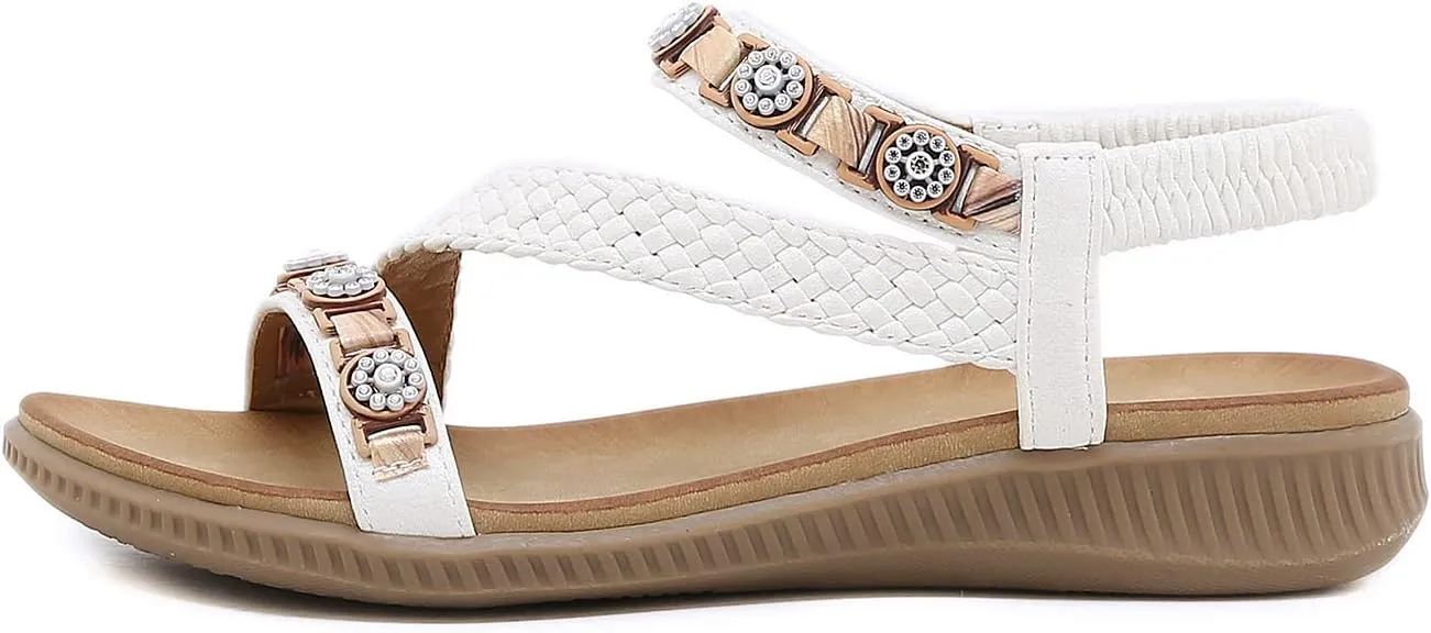 DKCHENH Women's Summer Sandals Beach Wedge Sandals Casual Comfort Flat Sandals.