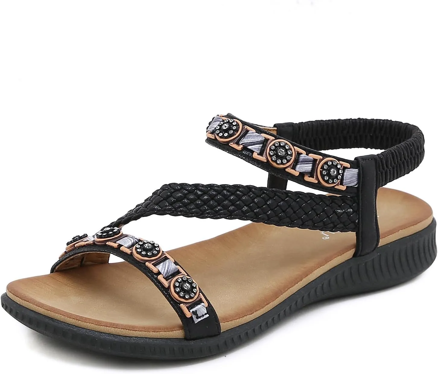 DKCHENH Women's Summer Sandals Beach Wedge Sandals Casual Comfort Flat Sandals.