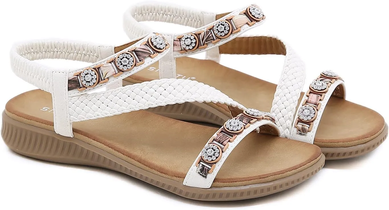 DKCHENH Women's Summer Sandals Beach Wedge Sandals Casual Comfort Flat Sandals.
