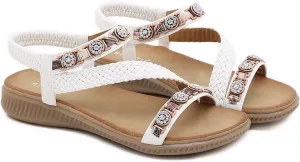 DKCHENH Women's Summer Sandals Beach Wedge Sandals Casual Comfort Flat Sandals.