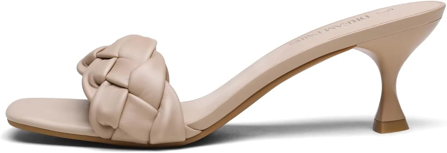 DREAM PAIRS Women’s Stilettos Heels Open Square Toe Comfort Low Kitten Heels Sexy Dress Pumps Sandals Evening Party Prom Dance Shoes