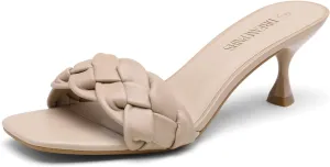 DREAM PAIRS Women’s Stilettos Heels Open Square Toe Comfort Low Kitten Heels Sexy Dress Pumps Sandals Evening Party Prom Dance Shoes