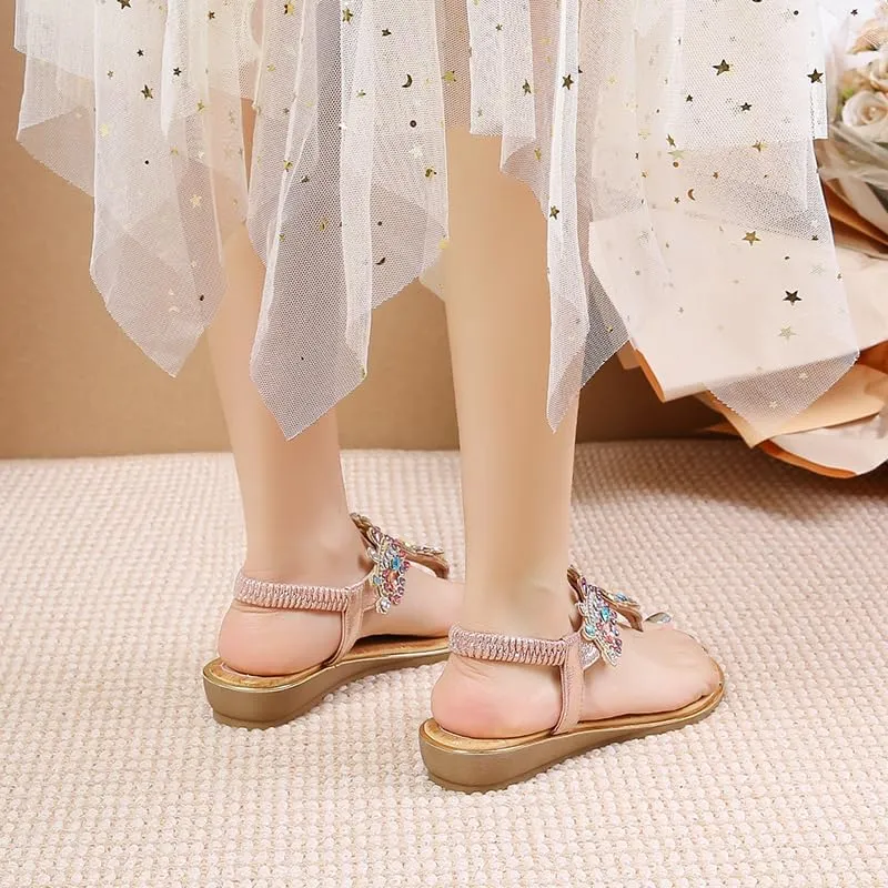 Duo Mei Zu Women Comfort Wedge Strappy Sandals with Slope Comfort Wedge，Shoes Flower Pattern Rhinestone Slope Heel Rubber Outsole Sandals