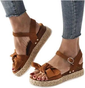 Espadrilles Wedges for Women,Casual Espadrille Platform Sandals Comfort Open Toe Ankle Strappy Studded Flatform Sandal Shoes