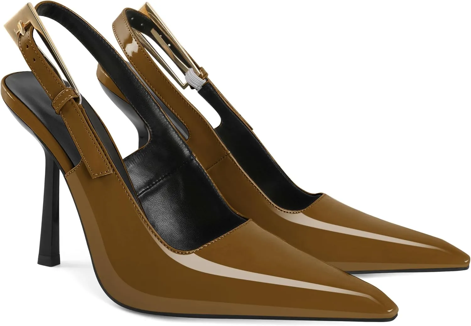 Esvowido Women's Slingback High Heel Pumps Square Pointed Toe Comfort Heels for Women 4" Stiletto Dress Shoes Slip On High Heel Pumps Shoes