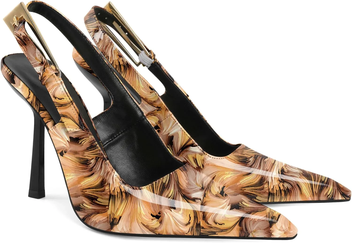 Esvowido Women's Slingback High Heel Pumps Square Pointed Toe Comfort Heels for Women 4" Stiletto Dress Shoes Slip On High Heel Pumps Shoes