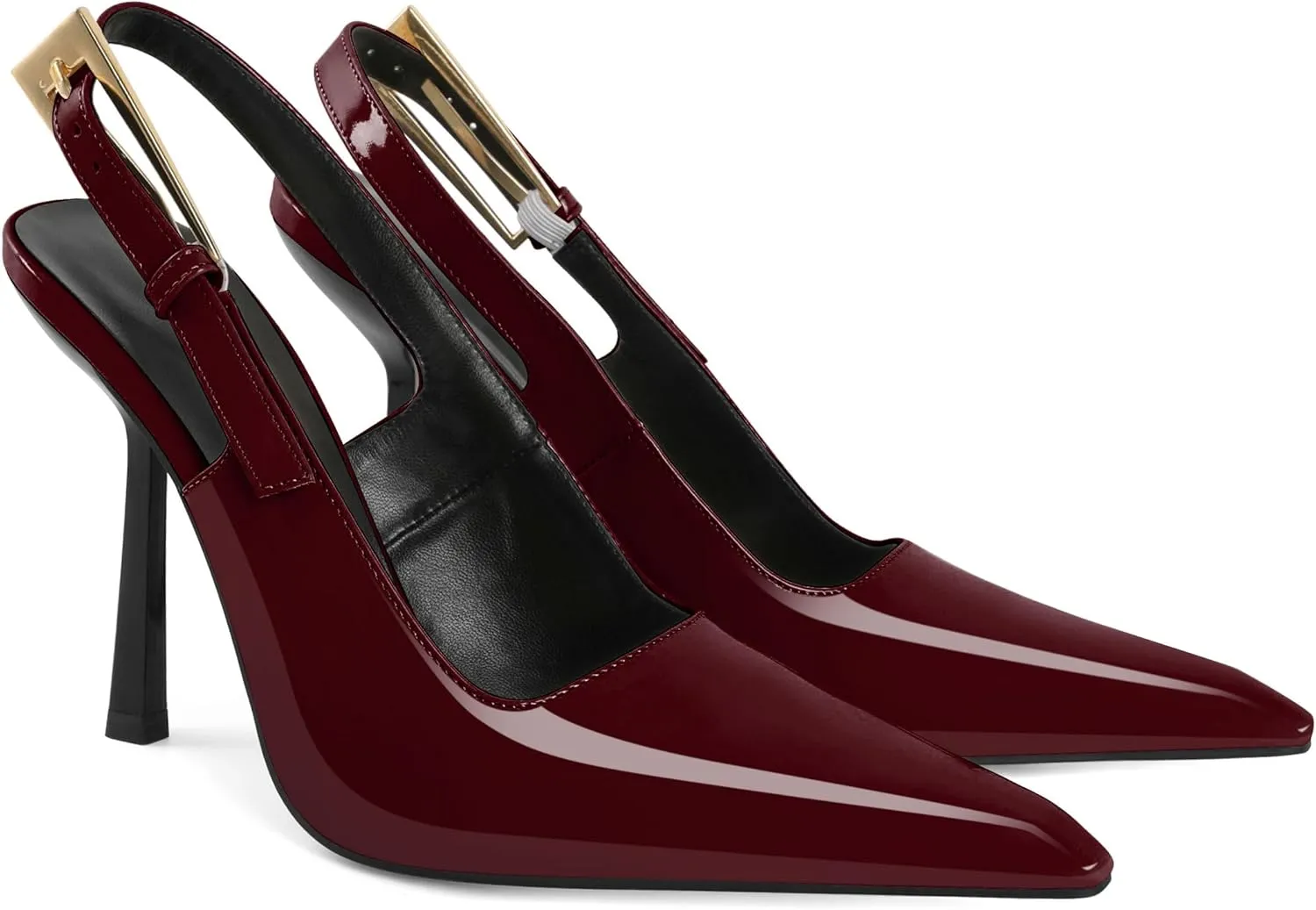 Esvowido Women's Slingback High Heel Pumps Square Pointed Toe Comfort Heels for Women 4" Stiletto Dress Shoes Slip On High Heel Pumps Shoes