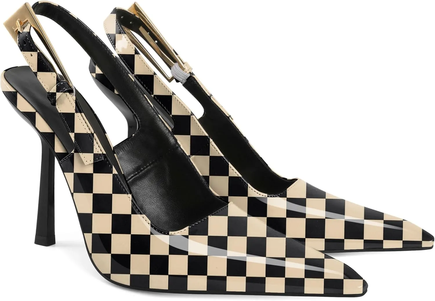 Esvowido Women's Slingback High Heel Pumps Square Pointed Toe Comfort Heels for Women 4" Stiletto Dress Shoes Slip On High Heel Pumps Shoes