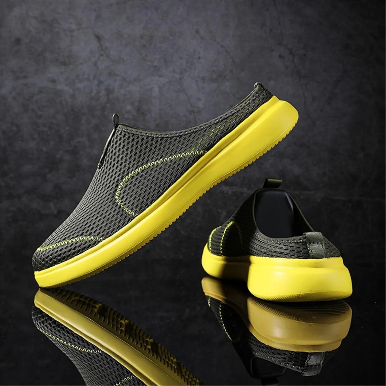 Fashion Summer Men Casual Shoes Breathable Mesh Shallow Wear Lightweight Casual Half Slippers Canvas Shoes Men