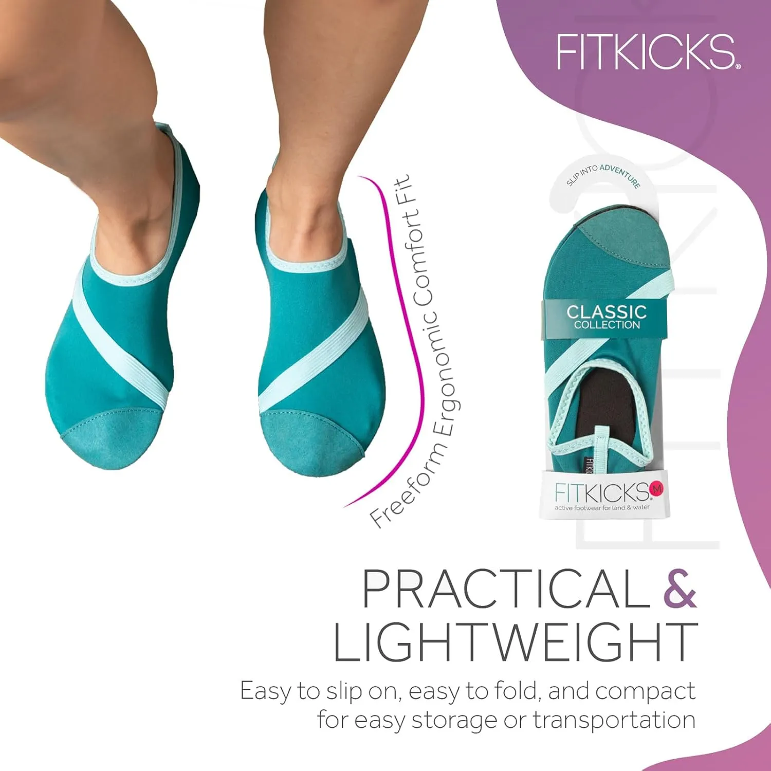 FITKICKS Original Women's Foldable Active Lifestyle Minimalist Footwear Barefoot Yoga Sporty Water Shoes