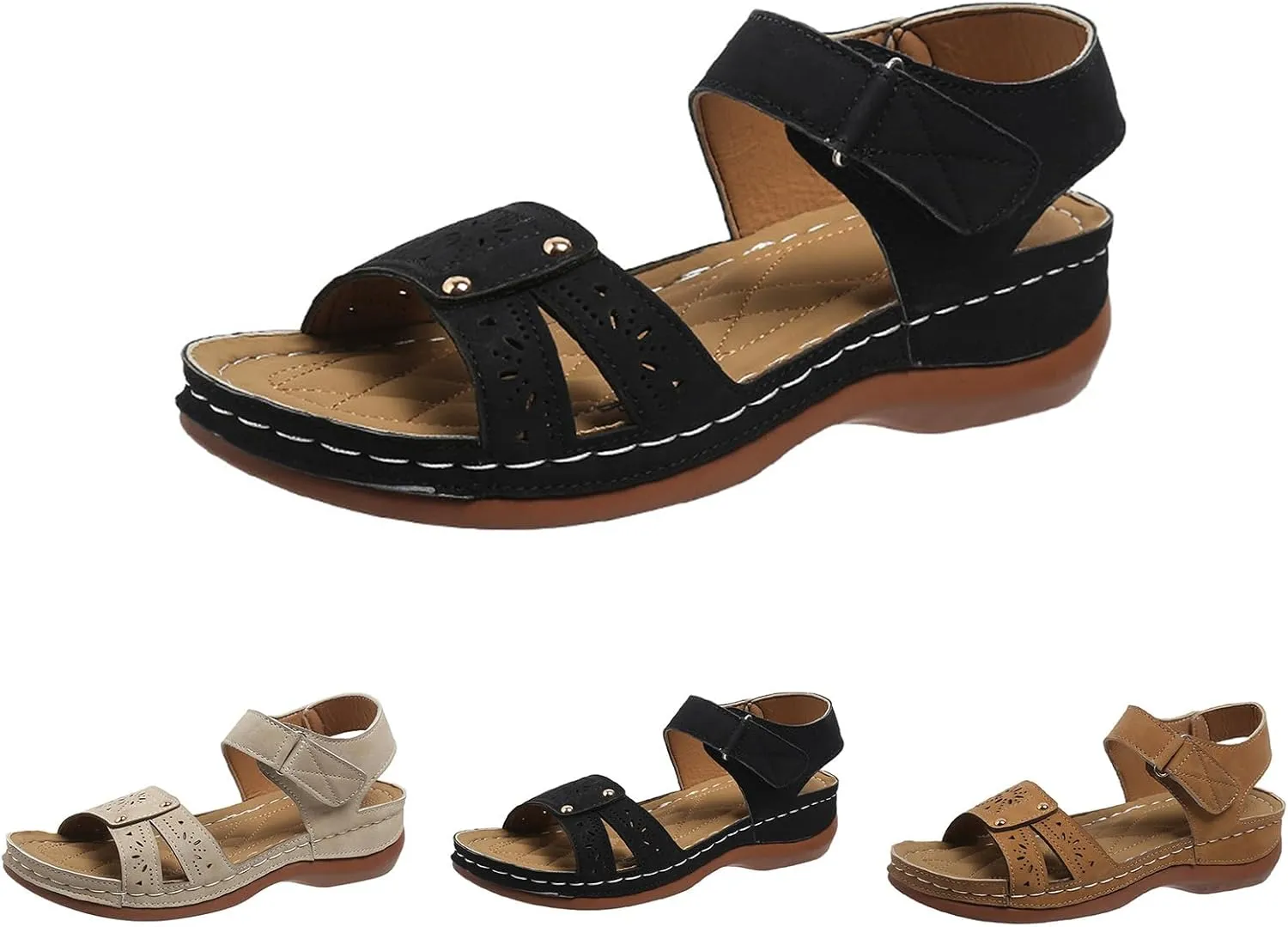 Flat Sandals for Women Dressy 2025 Open Toe Ankle Strap Wedge Sandal Casual Summer Comfortable Arch Support Going Out Shoes