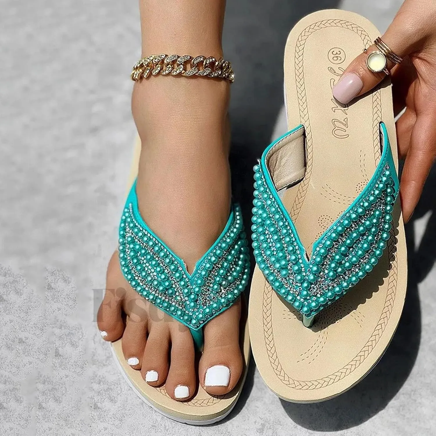 Flip Flops for Women Bohemia Slides Walking Sandals Summer Beach Slippers Comfortable Slip on Dressy Flip Flops