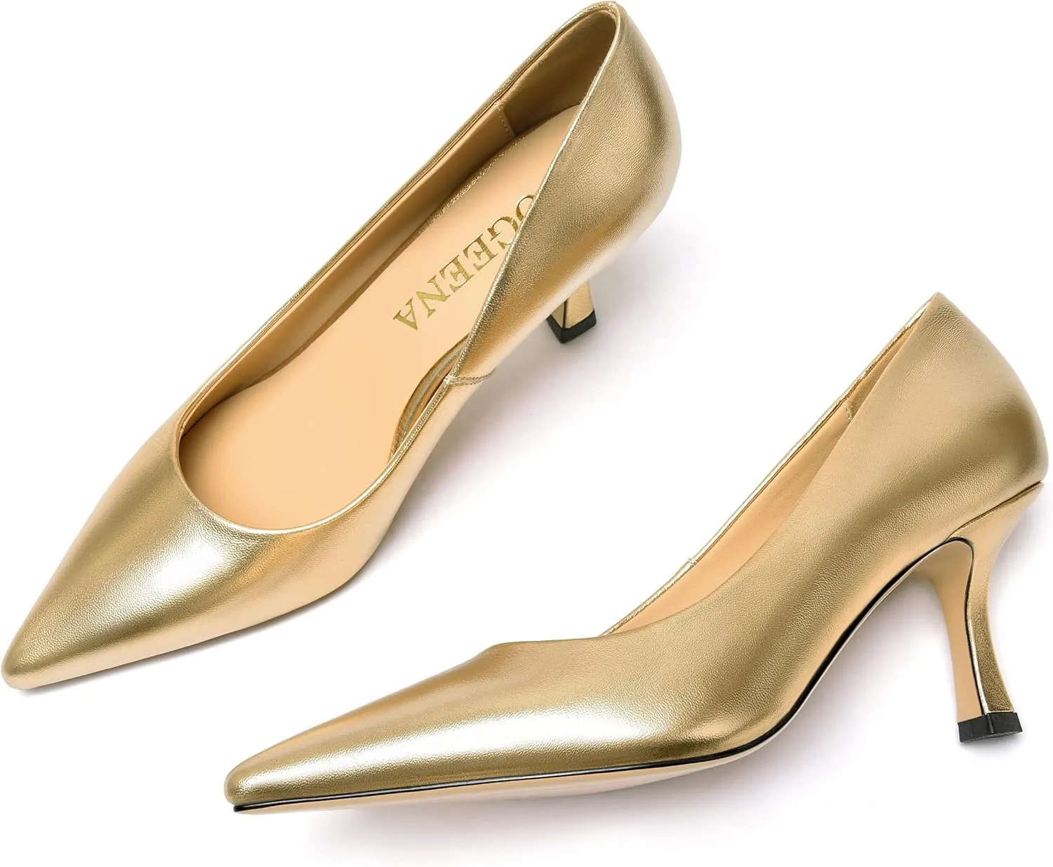 FOGEENA Womens Casual Pointed Toe Office Matte Slip On Stiletto High Heel Pumps Shoes 2.5 Inch