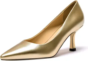 FOGEENA Womens Casual Pointed Toe Office Matte Slip On Stiletto High Heel Pumps Shoes 2.5 Inch