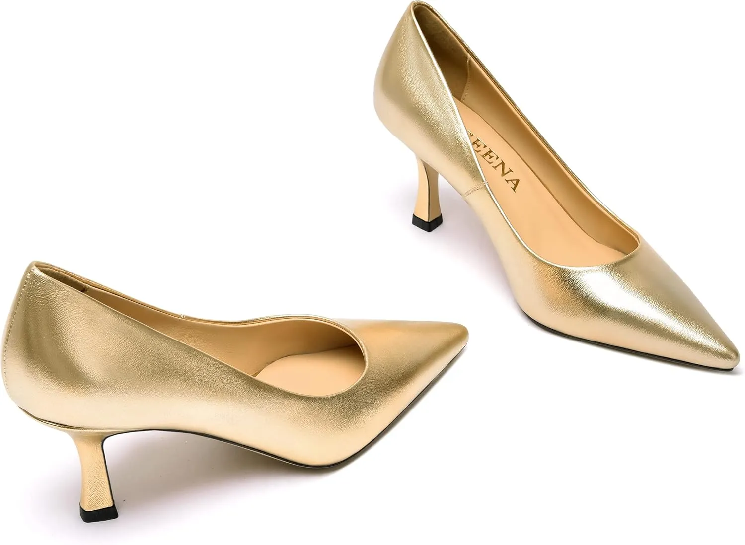 FOGEENA Womens Casual Pointed Toe Office Matte Slip On Stiletto High Heel Pumps Shoes 2.5 Inch